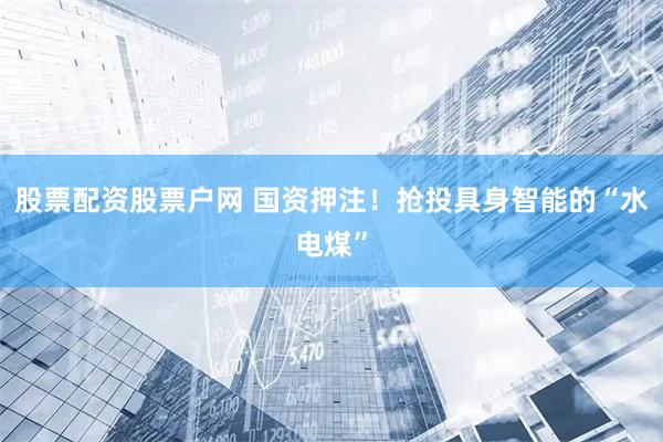 股票配资股票户网 国资押注！抢投具身智能的“水电煤”